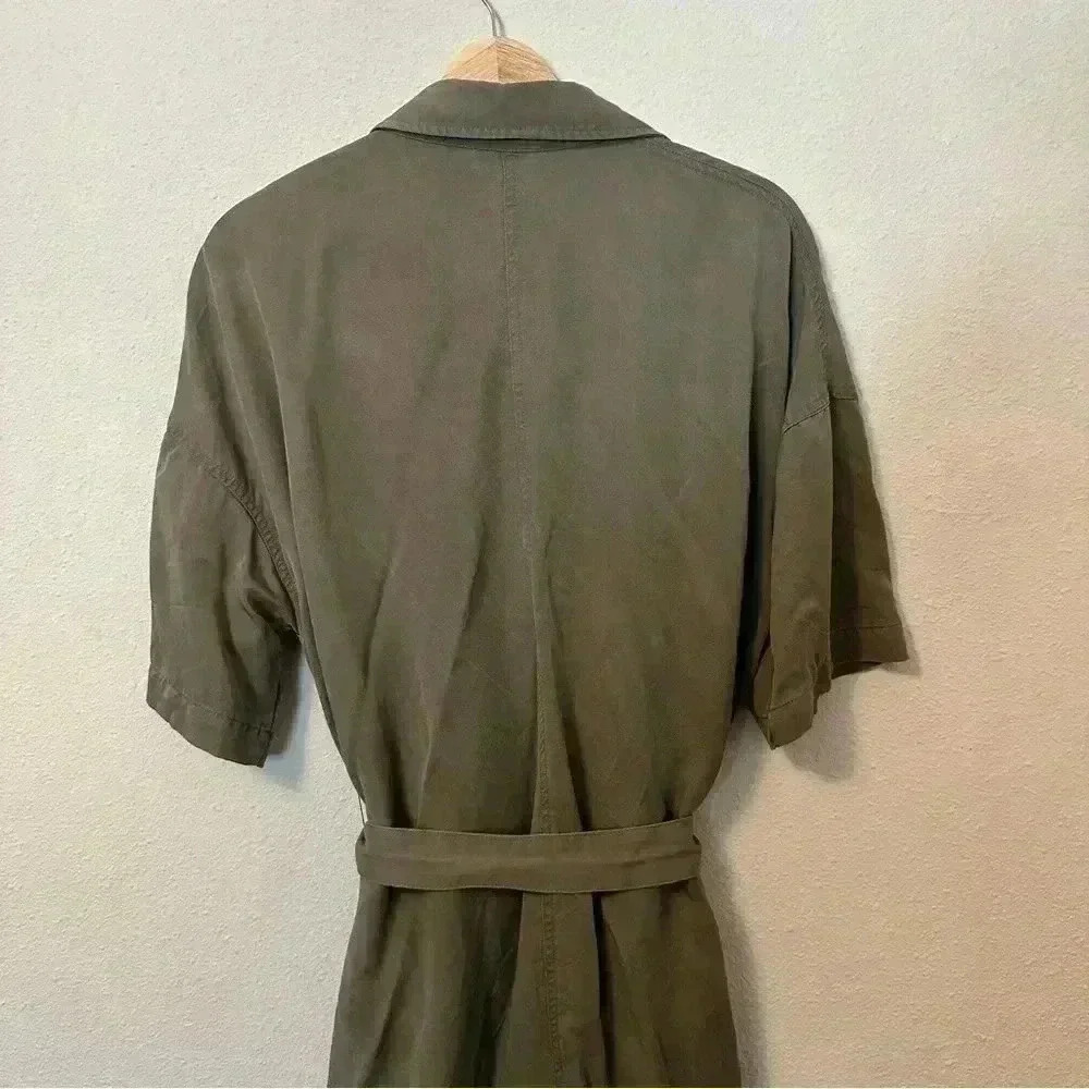 Marine Layer - Midi Green Short Sleeve Button Down Dress - Picture 7 of 8